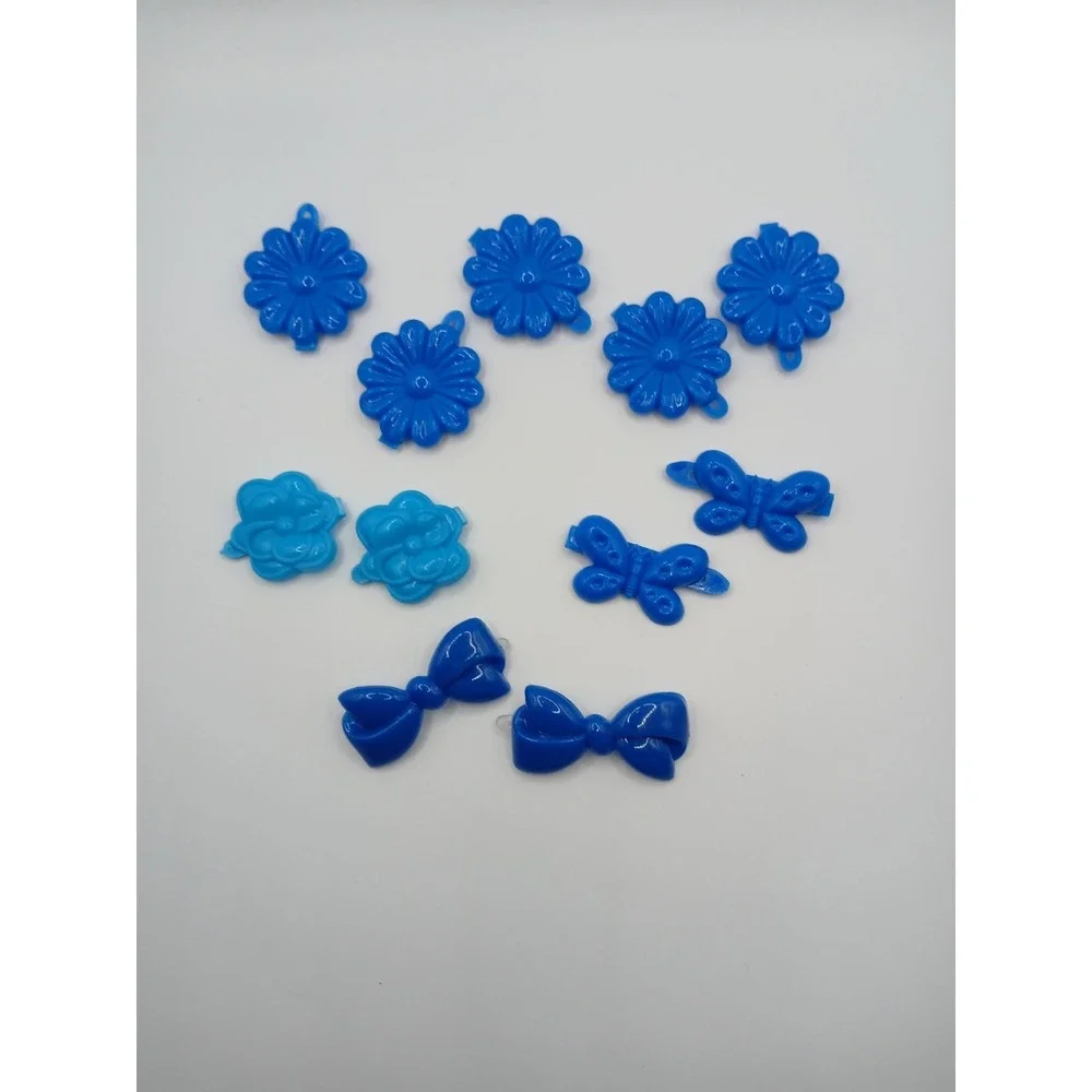 Lot 11 Vintage‎ Childs Snap Tight Plastic Hair Clip Barrettes Kids Goody Blue